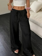 Women's Lace-up Waist Trimming Fashion Casual Trousers