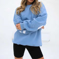 Women's Autumn Sweatshirt with Relaxed Fit, Long Sleeves and Ribbed Hem - Sky Blue