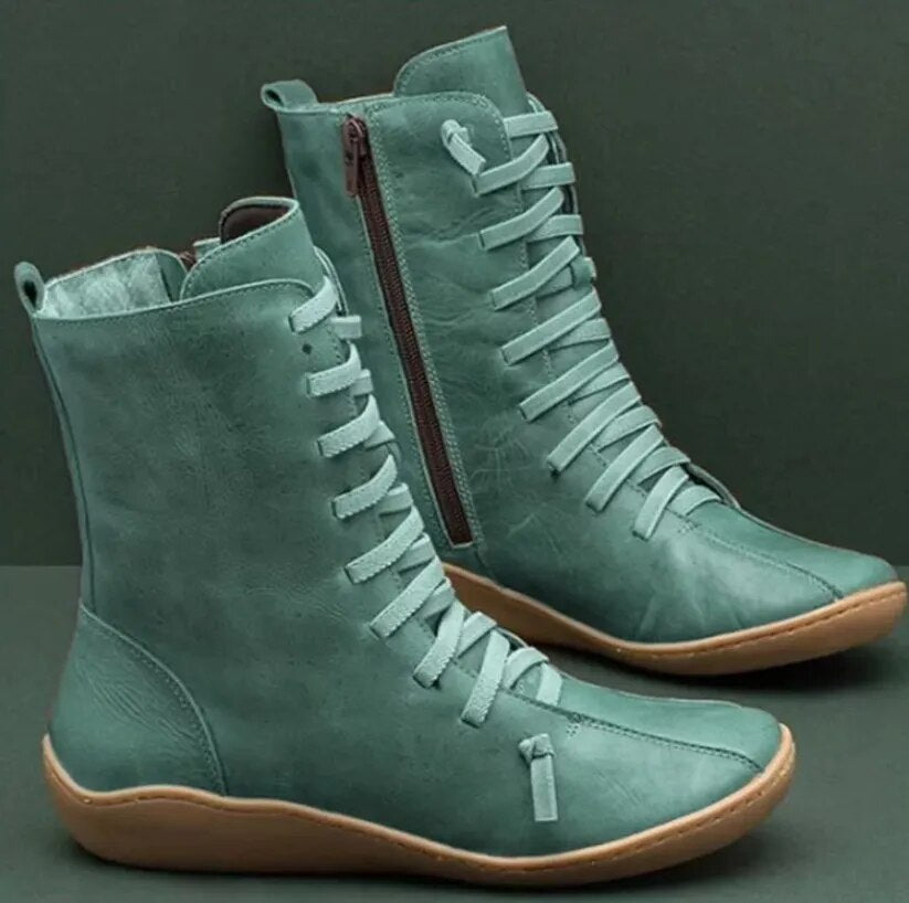 Waterproof Insulated Autumn Boots with Microfiber Lining and Rugged Design - Green