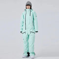 Women's One-Piece Ski Suit – Thickened Waterproof Winter Snowboard Overall - Green