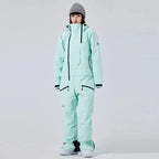 Women's One-Piece Ski Suit – Thickened Waterproof Winter Snowboard Overall - Green