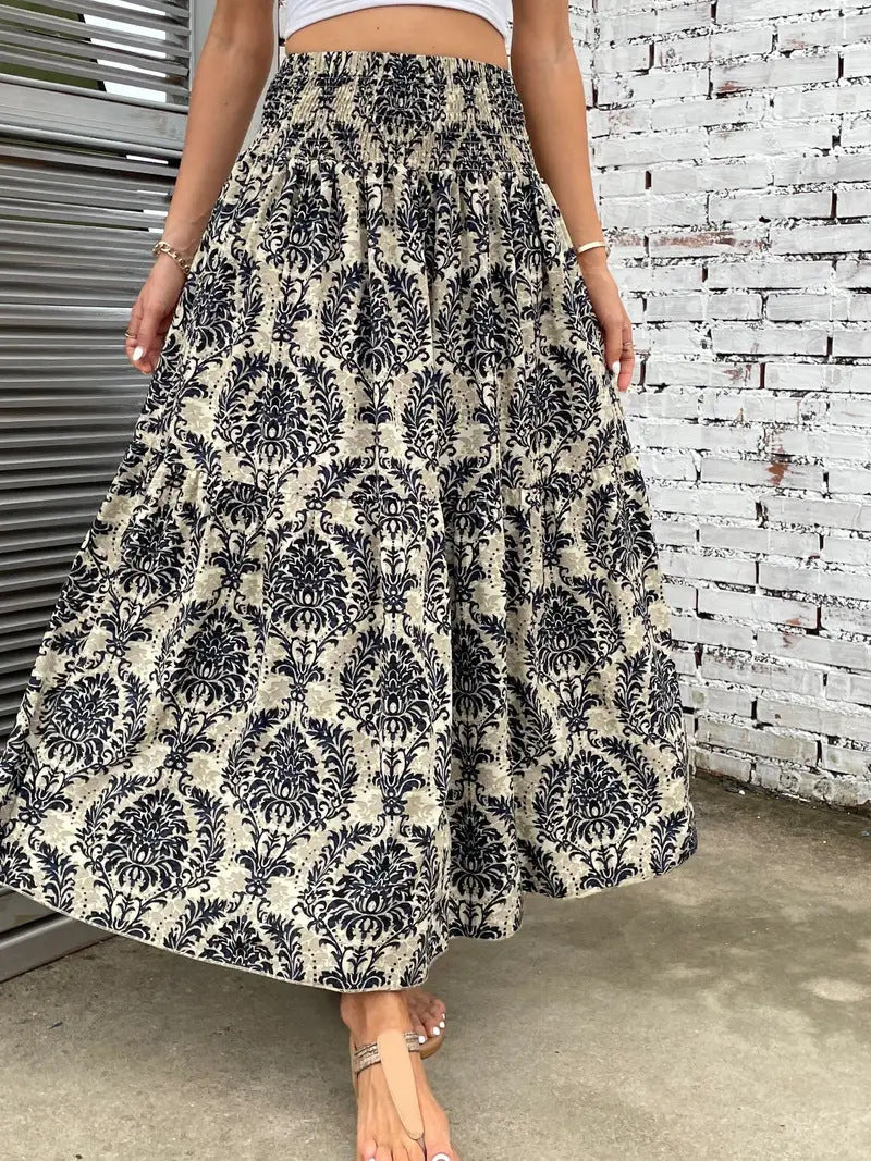 Women's Summer Skirt, A-Line – Chiffon with Floral Print - Print D