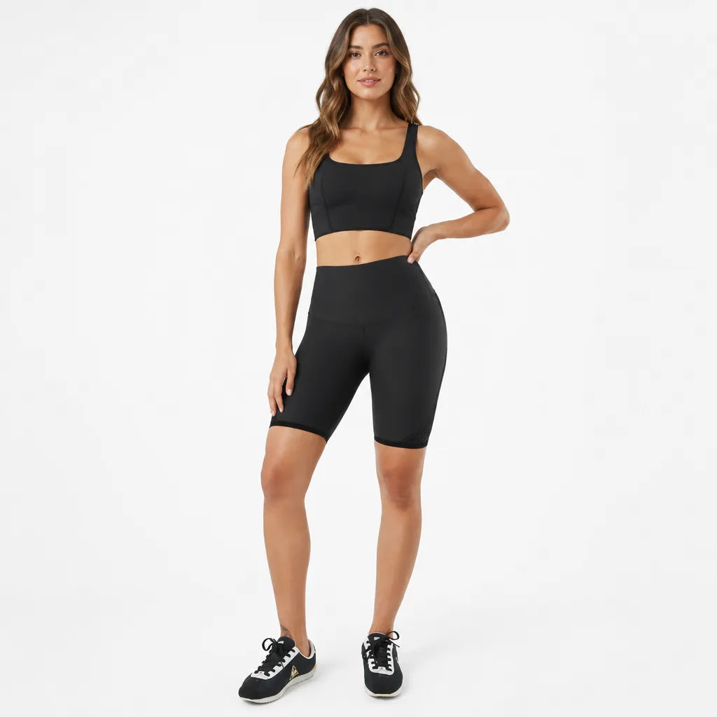 Radlerhose Damen High Waist – Sport Shorts mit Handytasche