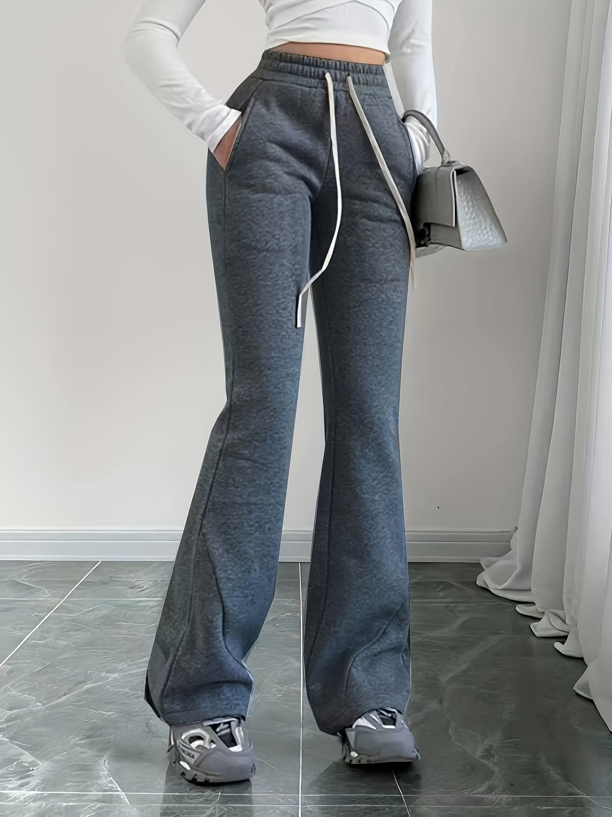 Women's High-Waist Flared Trousers