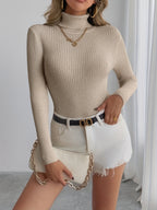 Damen Rollkragenpullover mit hohem Hals und langen Ärmeln | Weicher Strick Freizeitpullover