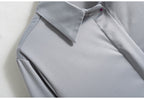 Blusa de oficina de manga larga con cuello en V para mujer