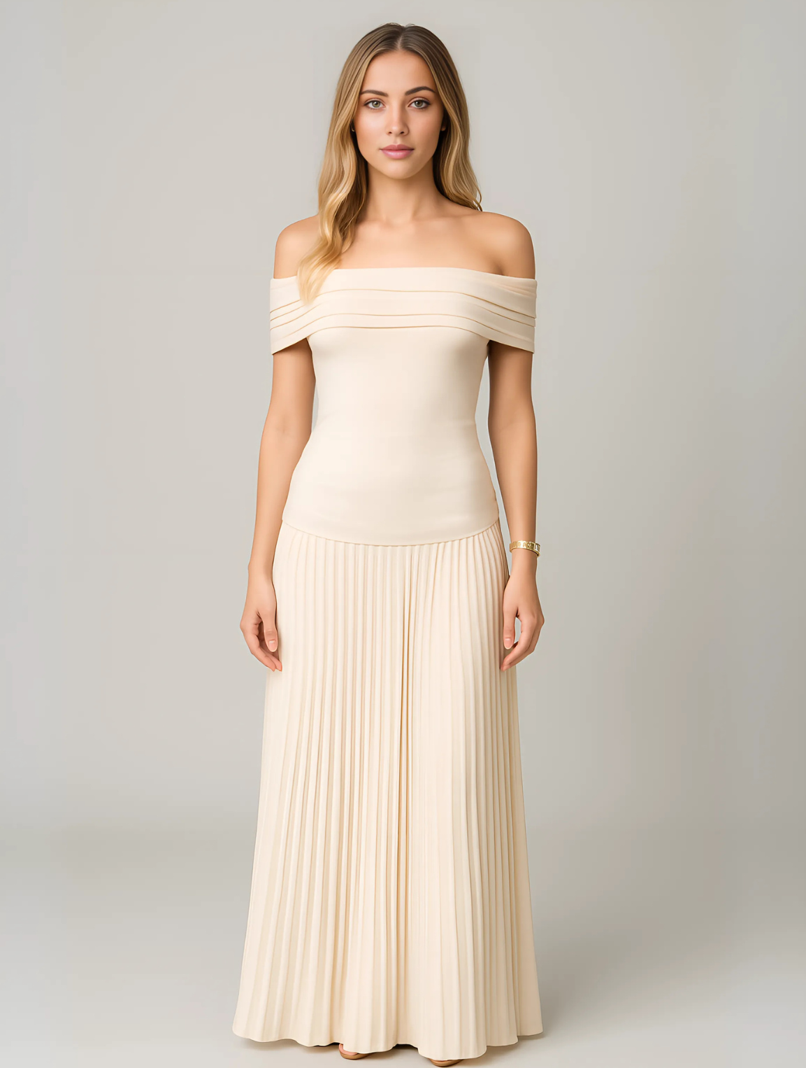 Women's Pleated Maxi Dress for Wedding Guests & Occasion
