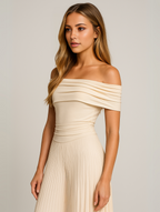 Women's Pleated Maxi Dress for Wedding Guests & Occasion