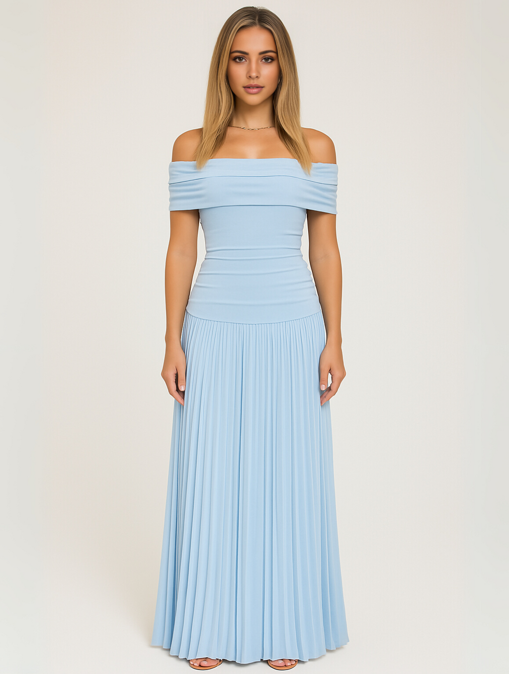 Women's Pleated Maxi Dress for Wedding Guests & Occasion