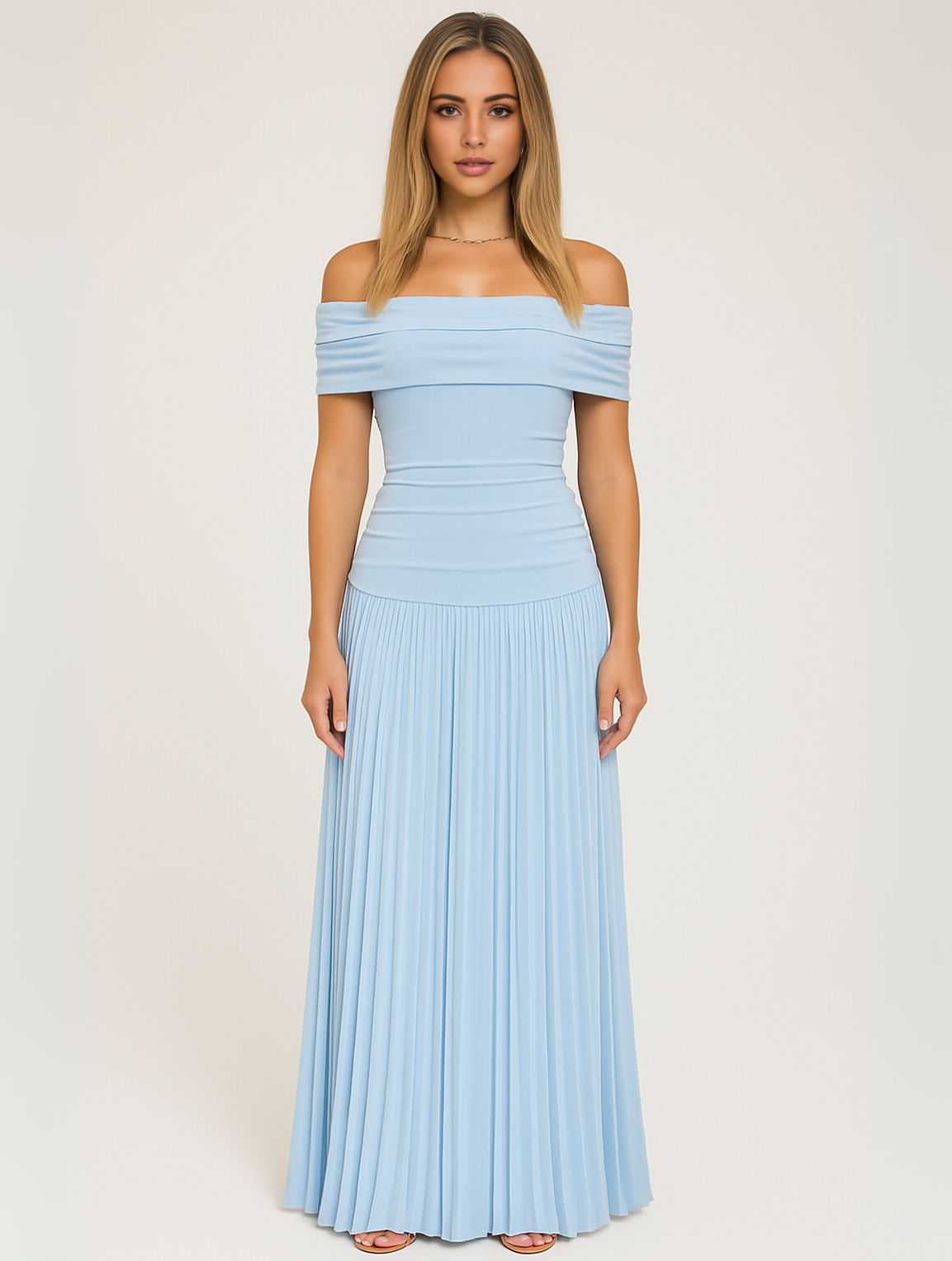 Women's Pleated Maxi Dress for Wedding Guests & Occasion