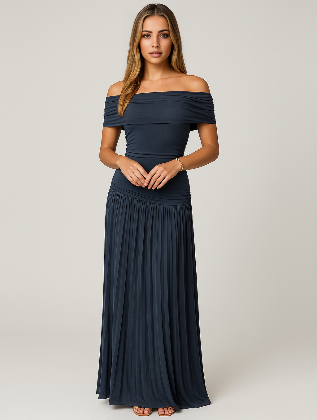 Women's Pleated Maxi Dress for Wedding Guests & Occasion