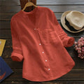 Long-Sleeve Linen Shirt for Women | Perfect for Summer - Brick Red