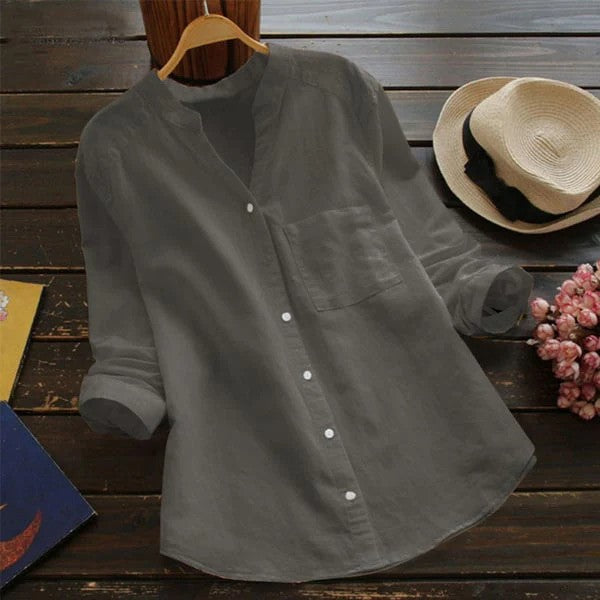 Long-Sleeve Linen Shirt for Women | Perfect for Summer - Light Gray