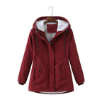 Women's Winter Coat with Warm Lining, Hood & Zipper | Perfect for Cold Winter Days - Red