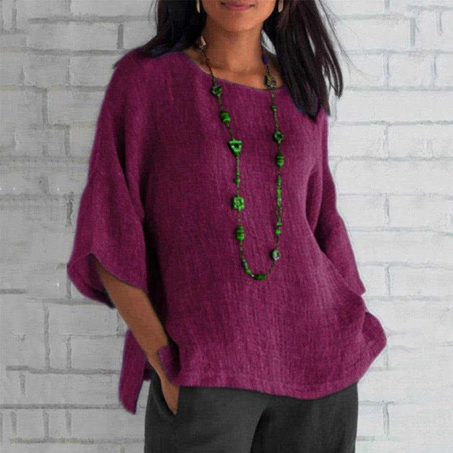 Women's Linen Shirt with Long Sleeves | Perfect for Autumn - Purple