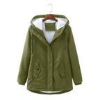 Women's Winter Coat with Warm Lining, Hood & Zipper | Perfect for Cold Winter Days - Dark Green