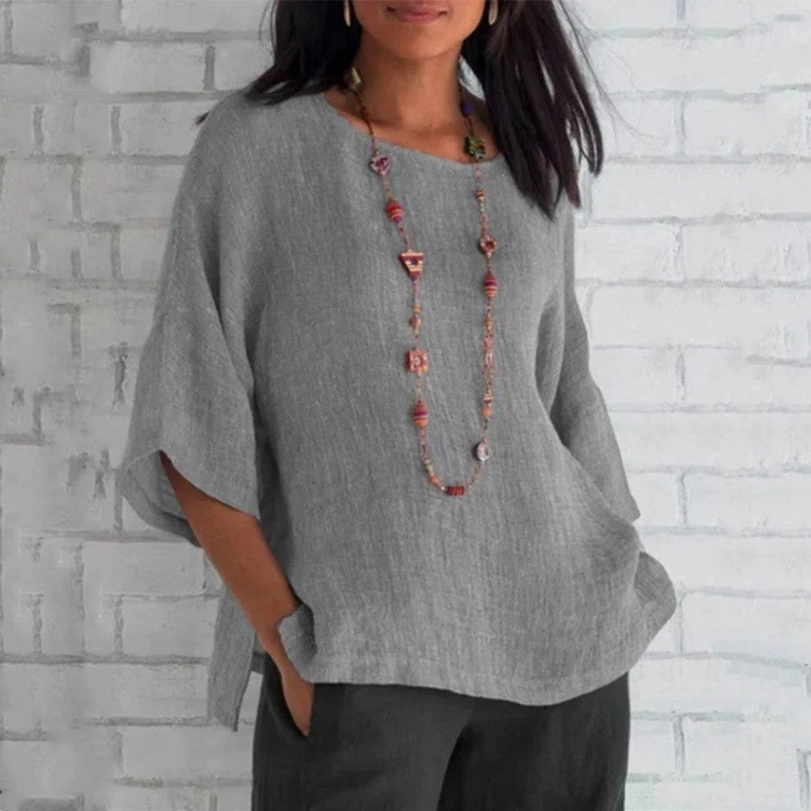 Women's Linen Shirt with Long Sleeves | Perfect for Autumn - Gray