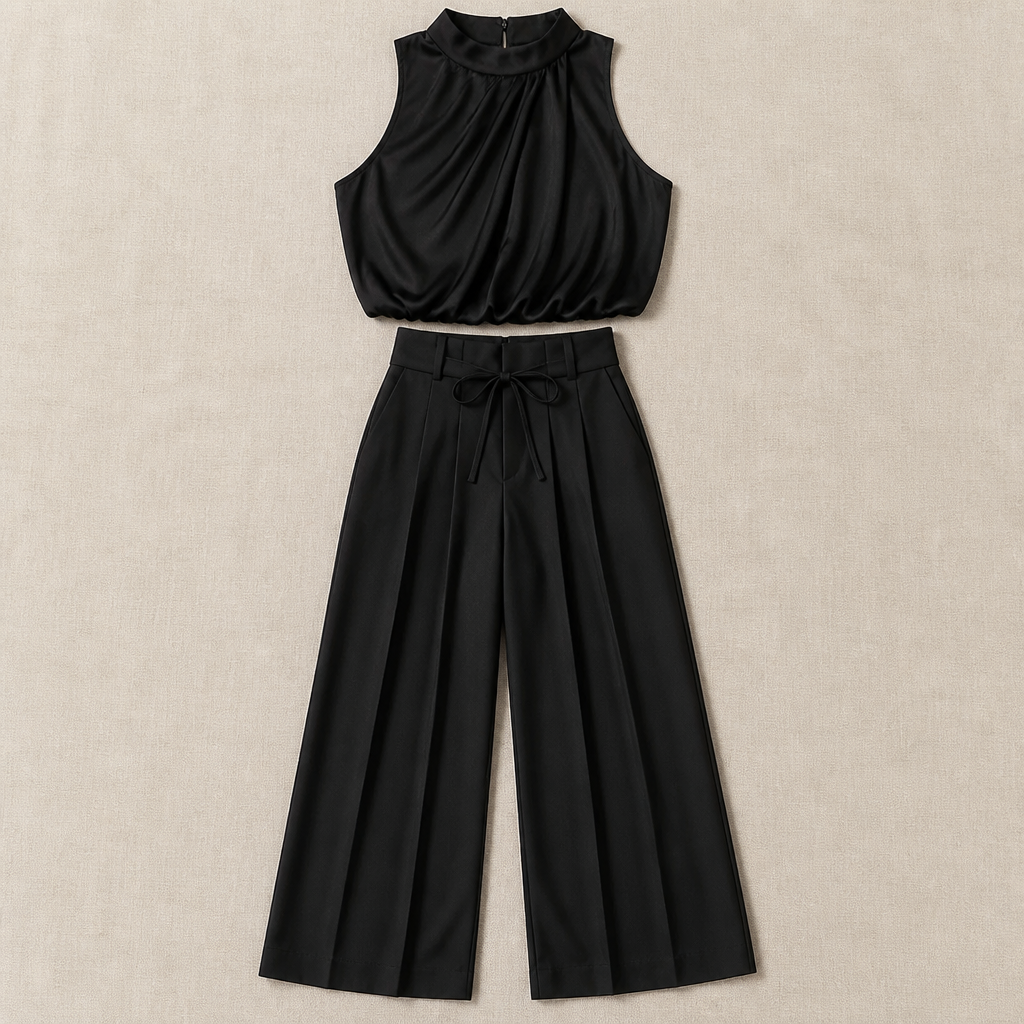 Silk Pleated Trouser Set - Unlock Effortless Elegance and All-Day Confidence