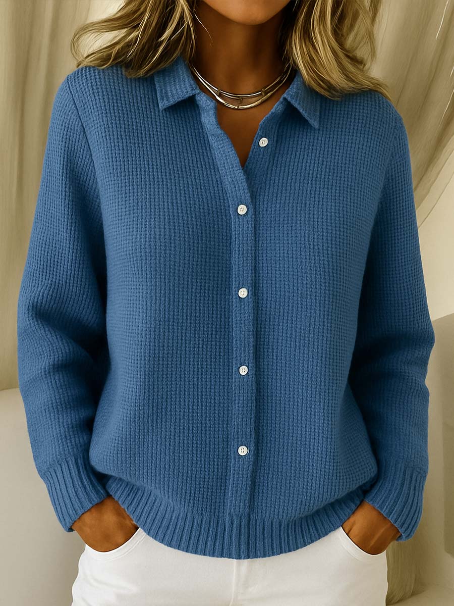 Damen-Strickjacke mit Kragen – Zeitlose Eleganz in weichem Baumwollmix