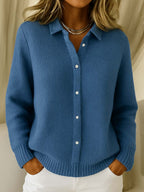 Damen-Strickjacke mit Kragen – Zeitlose Eleganz in weichem Baumwollmix