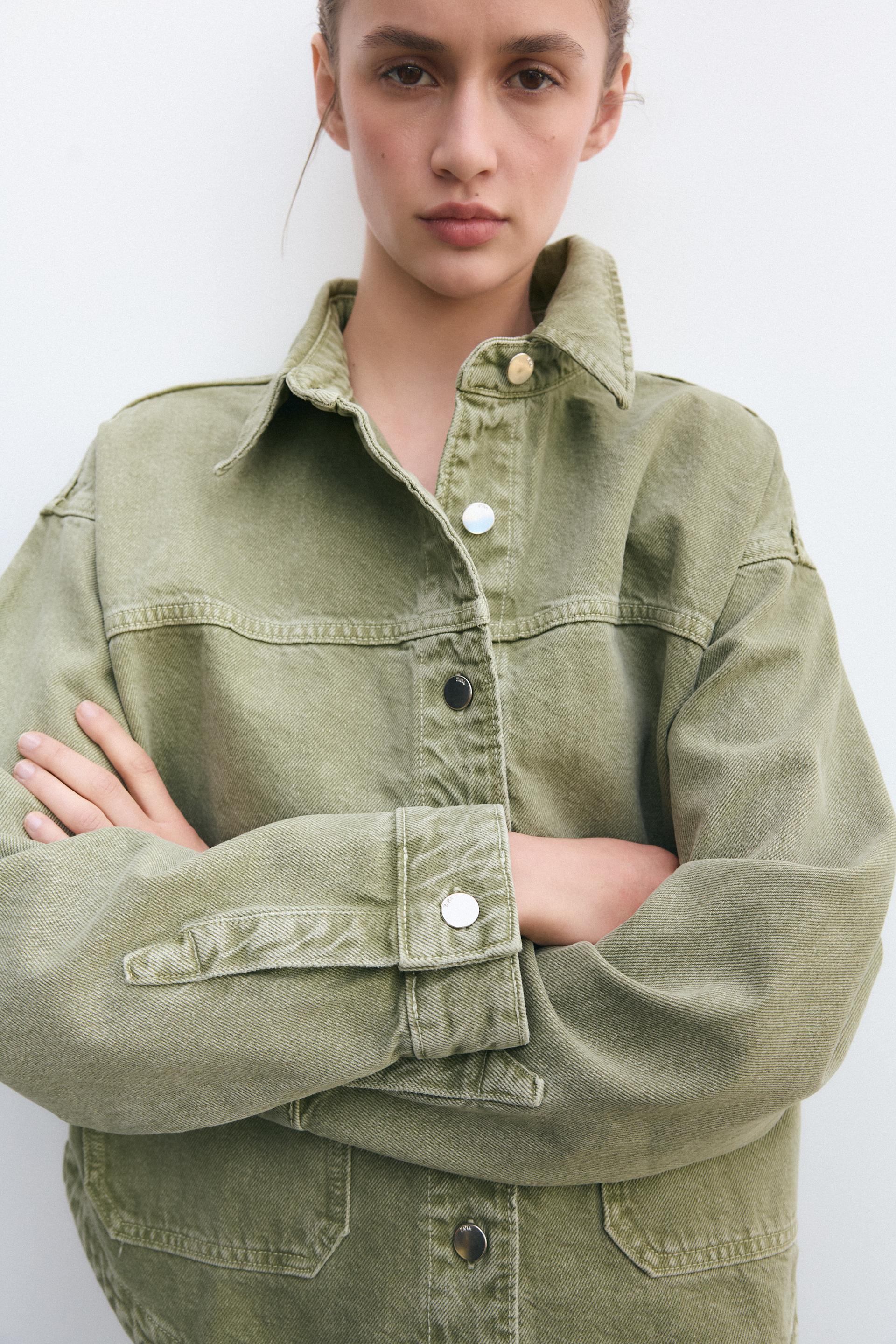 Klassische khakifarbene Jeansjacke für den Alltagsstil | Leichte Jacke