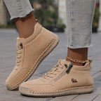 Women's Sneakers with Wide Toe Box and Supportive Sole - Khaki