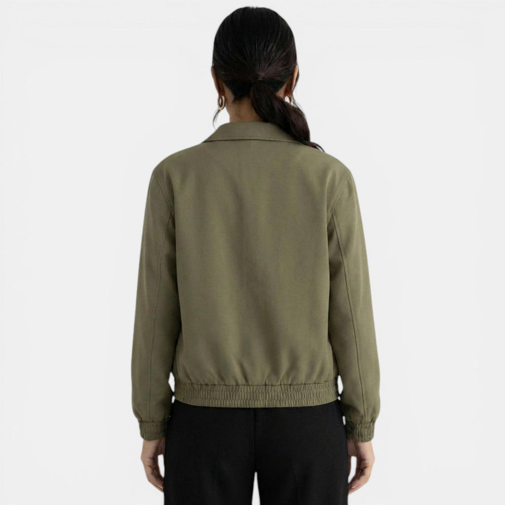 Women's Elegant Green Zipper Jacket