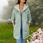 Women's Winter Fleece Jacket with Hood & Pockets – Extra Soft, Warm, Zip-Up - Perfect for Cold Days - Green