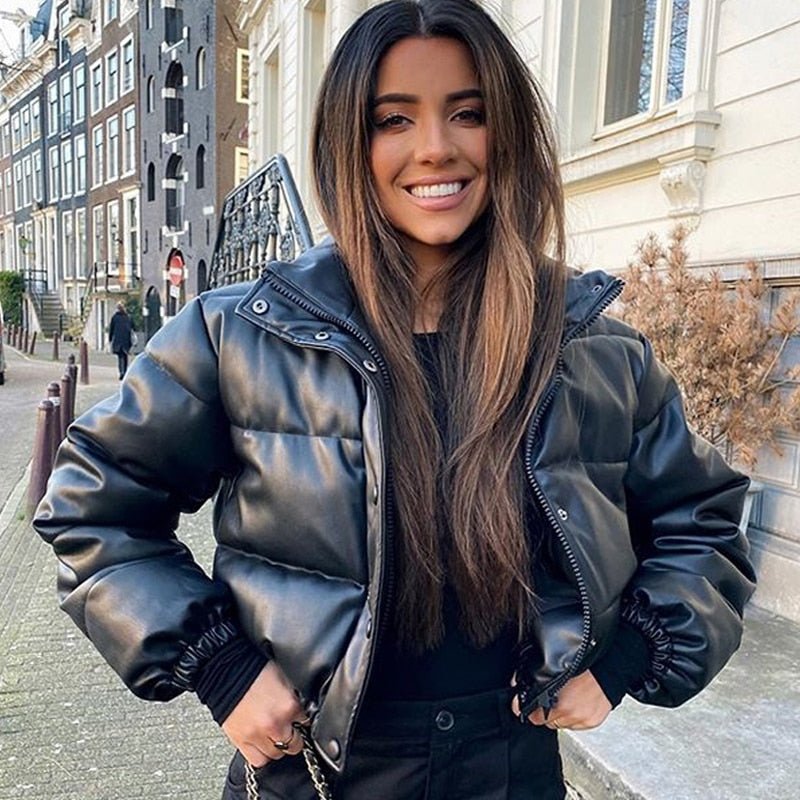 Damen-Steppjacke aus wasserabweisendem Leder