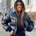 Damen-Steppjacke aus wasserabweisendem Leder
