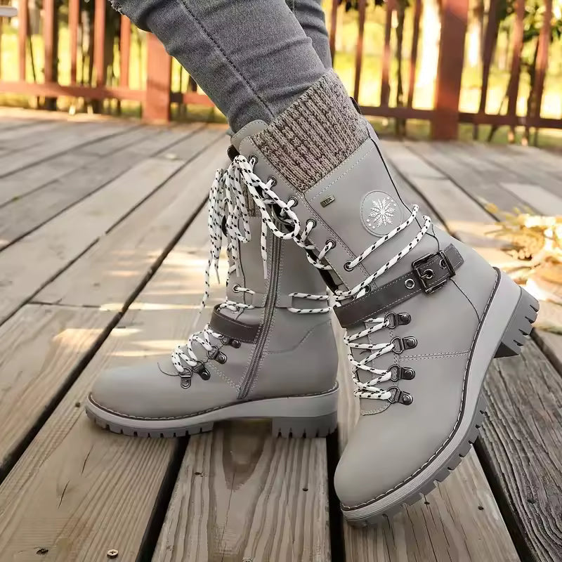 Women's Knit Cuff Lace-Up Winter Boots