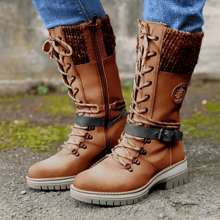 Women's Knit Cuff Lace-Up Winter Boots