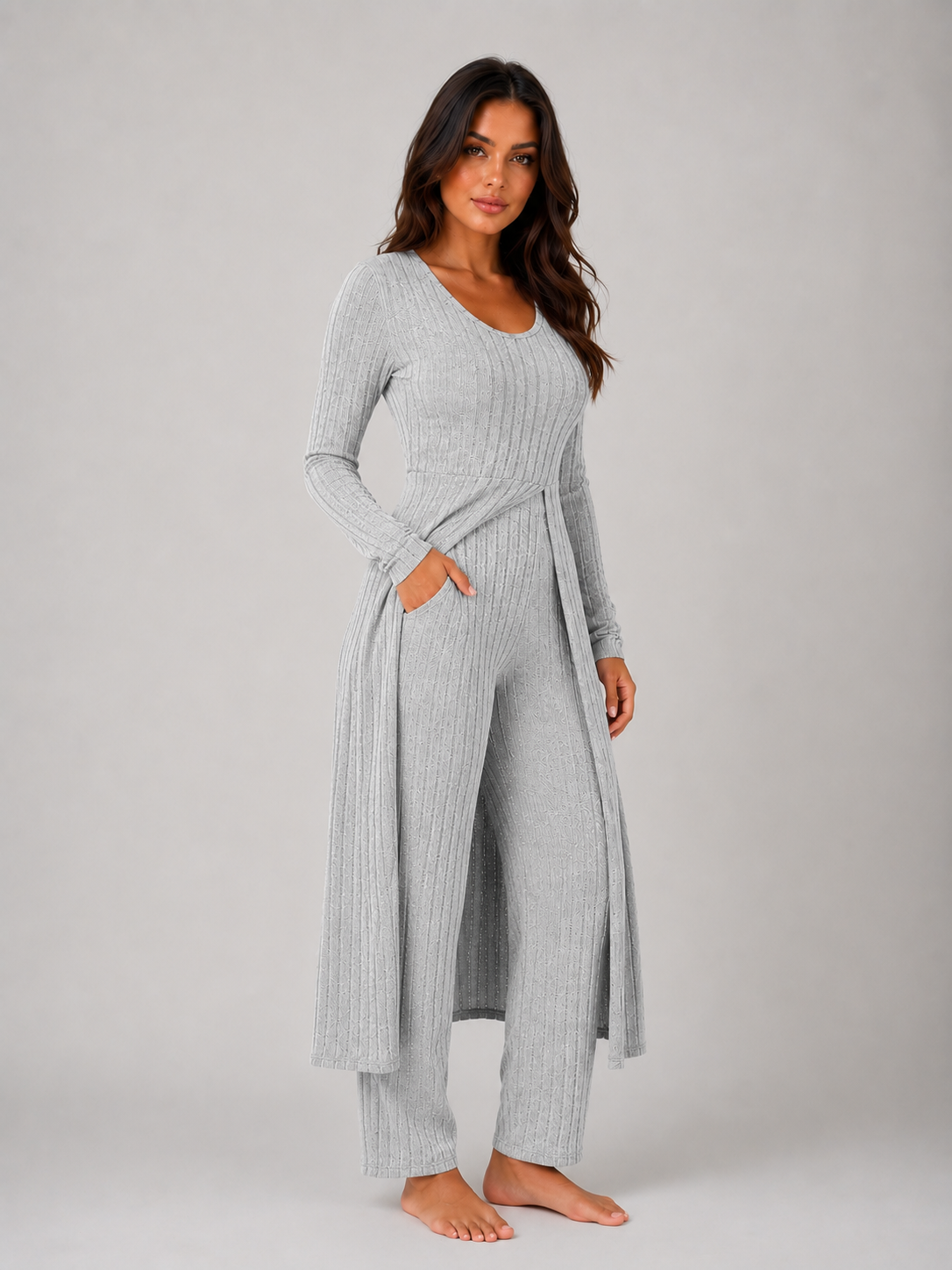Women's Ribbed Two-Piece Relaxed Lounge Set