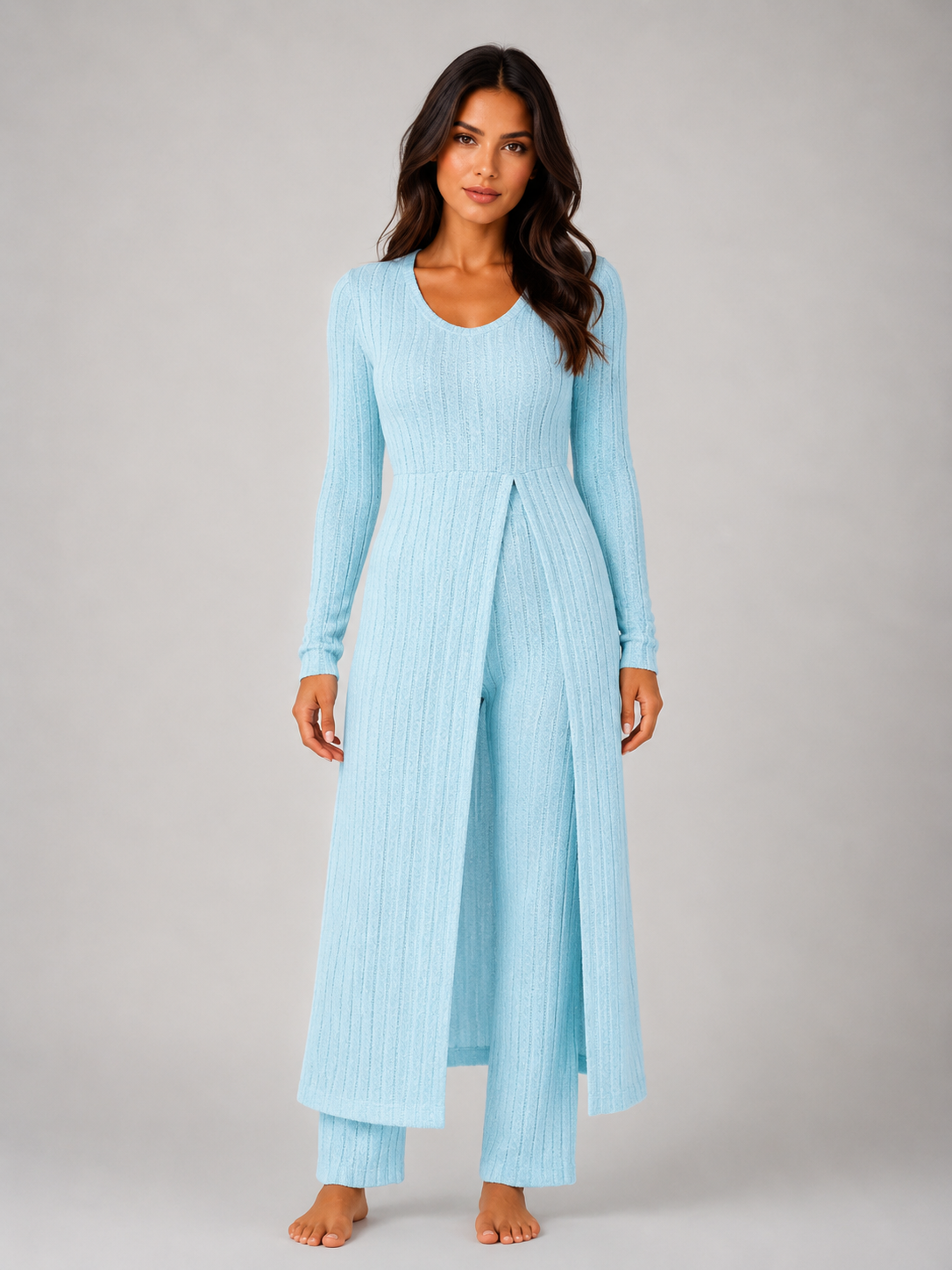 Women's Ribbed Two-Piece Relaxed Lounge Set