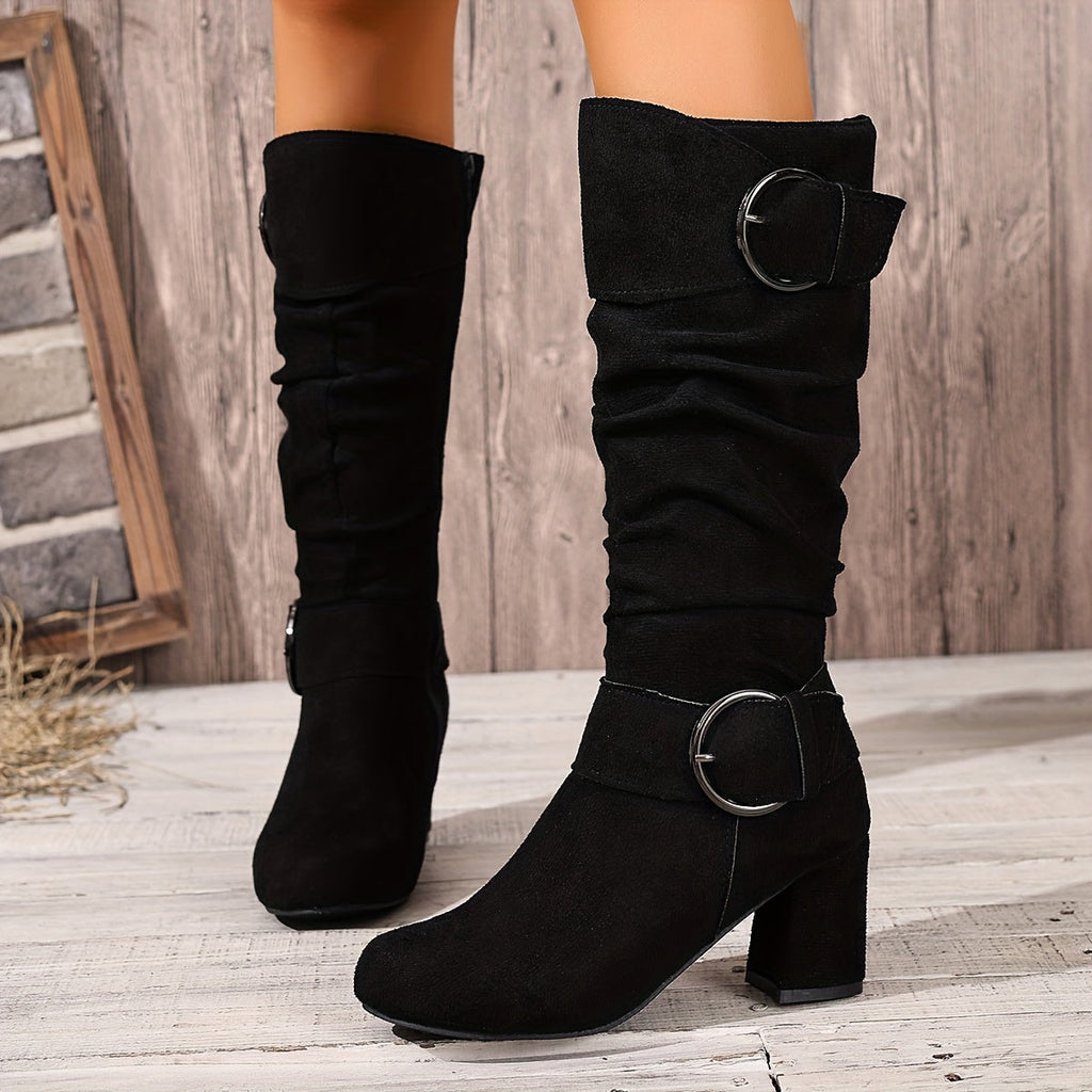 Women's Slouch Block Heel Knee High Boots
