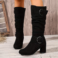 Women's Slouch Block Heel Knee High Boots