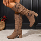 Women's Slouch Block Heel Knee High Boots