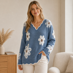 Women's sweater with large flowers