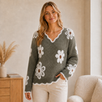 Women's sweater with large flowers