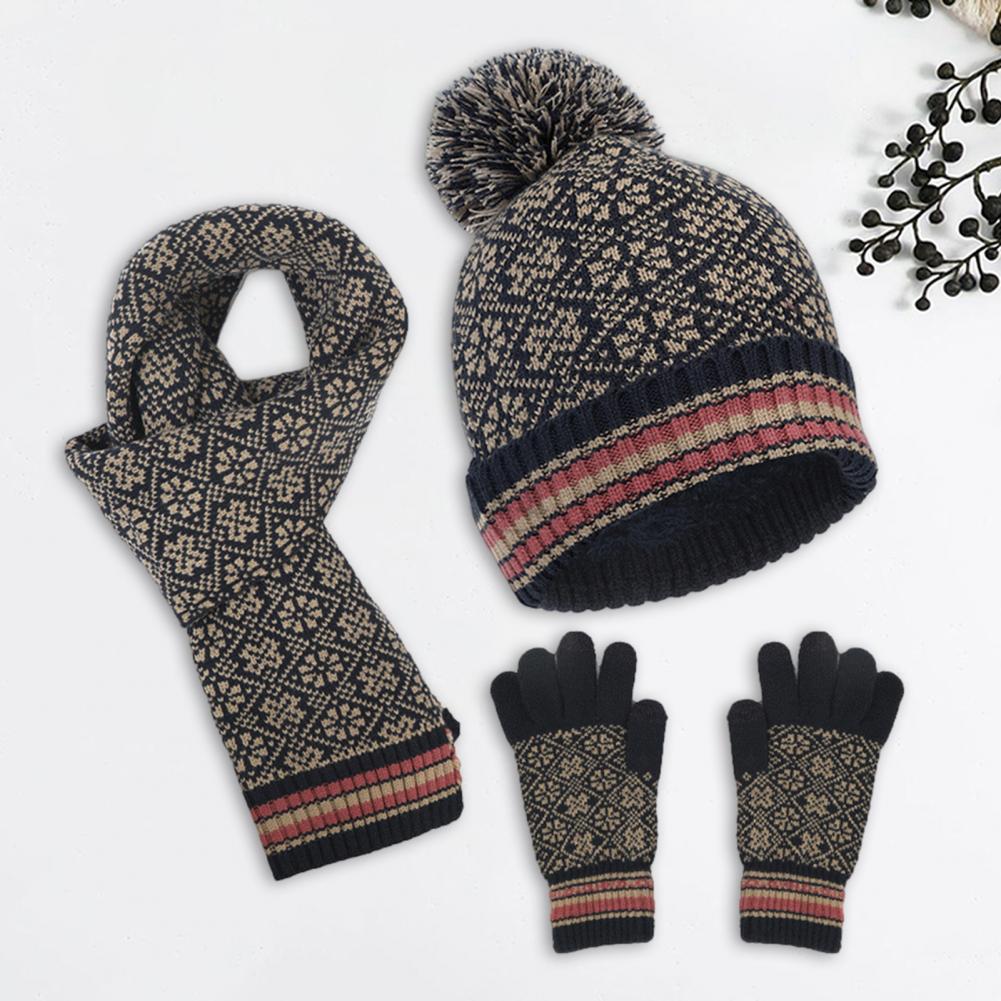 Conjunto de invierno de punto de 3 piezas para mujer