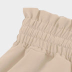 Damenhose mit hoher Taille aus Leinen, weitem Bein, Kordelzug und Taschen