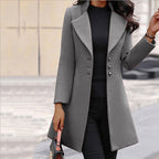 Fitted Women's Winter Coat in Premium Italian Wool with Side Pockets | Perfect for Cold Winter Months - Gray