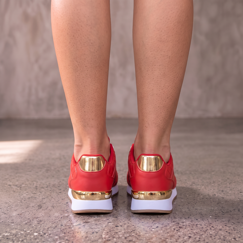 Tenis de cuadros con cordones para mujer