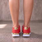 Tenis de cuadros con cordones para mujer