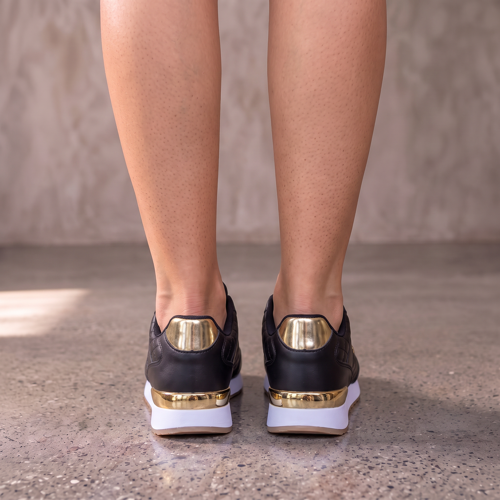 Tenis de cuadros con cordones para mujer