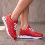 Tenis de cuadros con cordones para mujer