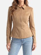 Women's Suede Fitted Zip-Up Jacket
