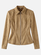 Women's Suede Fitted Zip-Up Jacket