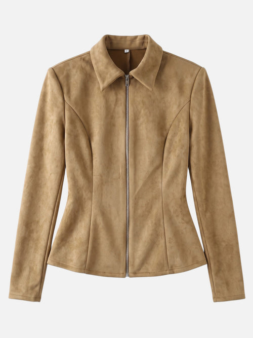 Women's Suede Fitted Zip-Up Jacket