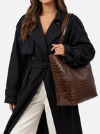 Women's Croc-Effect Tote Bag, Shoulder Bag